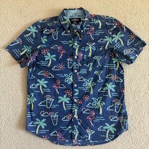 Chubbies Navy Blue Tropical Print Casual Button Down Shirt